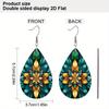 Chic Boho Mandala Floral PU Drop Dangle Earrings for Women, Meditation Theme Colorful Double Sided Hoop Earring, Holiday Party Accessories