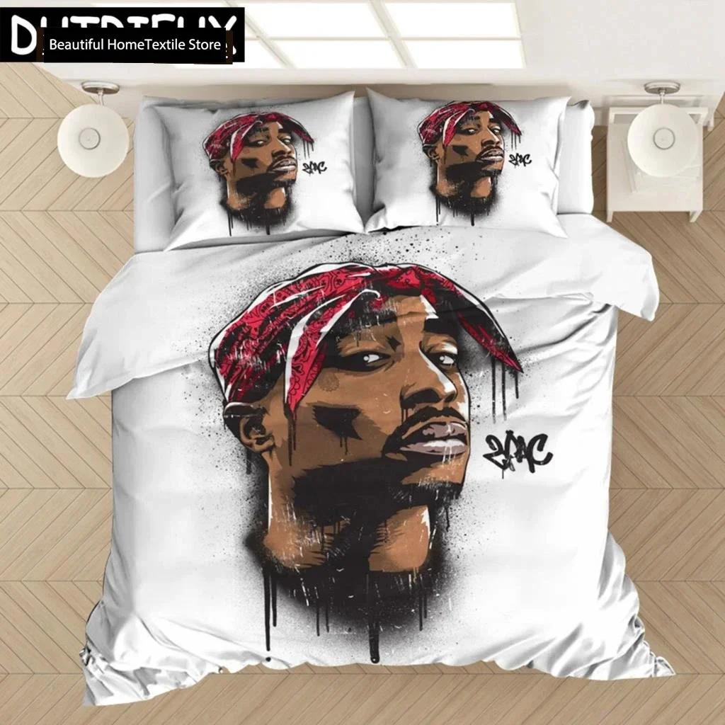 Рэпер Тупак 2Pac 3D НОВЫЙ Пододеяльник Наволочка Комплект постельного белья Взрослый Мальчик Девочка Декор спальни Детский Односпальный Двуспальный Большой