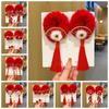 Tang Suit Children's New Year Headwear Hanfu Headwear Red Bow Hair Ring New Year Hair Rope  Kids