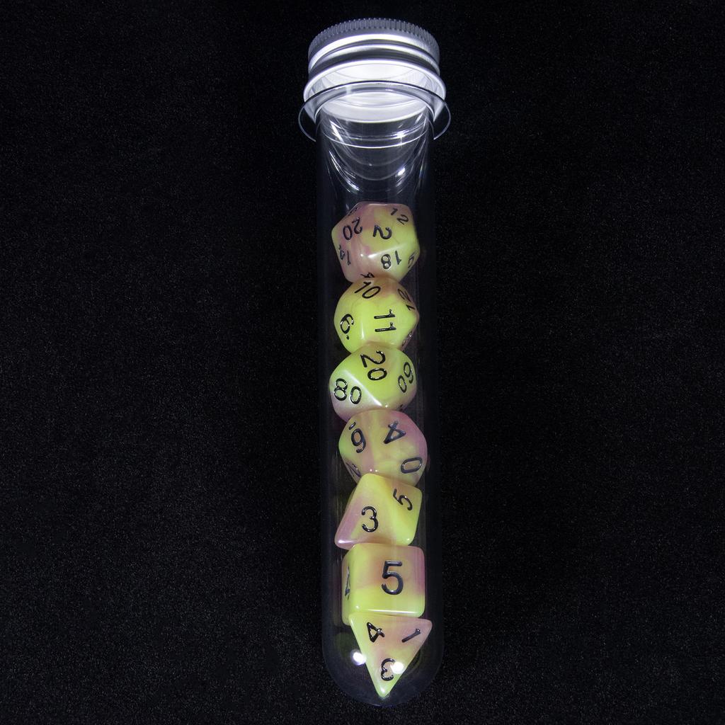 Светящиеся в темноте игральные кости DND Dice 7 шт. Набор многогранных игральных костей с трубкой для настольной игры DND RPG Аксессуары