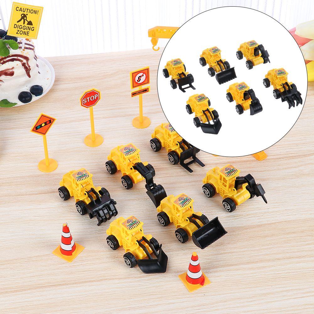 For Kids Boys Mini Cupcake Topper Construction Crane Road Sign Cake Topper