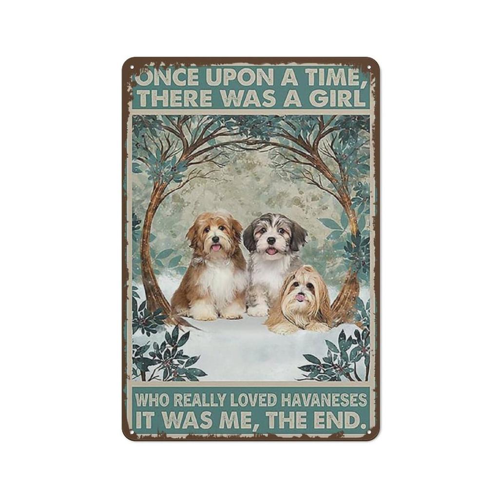 Once Upon A Time There was A Girl Who Loved Havaneses Vintage Metal Sign Retro Tin Sign Art Home Decoration for Living Room Shop