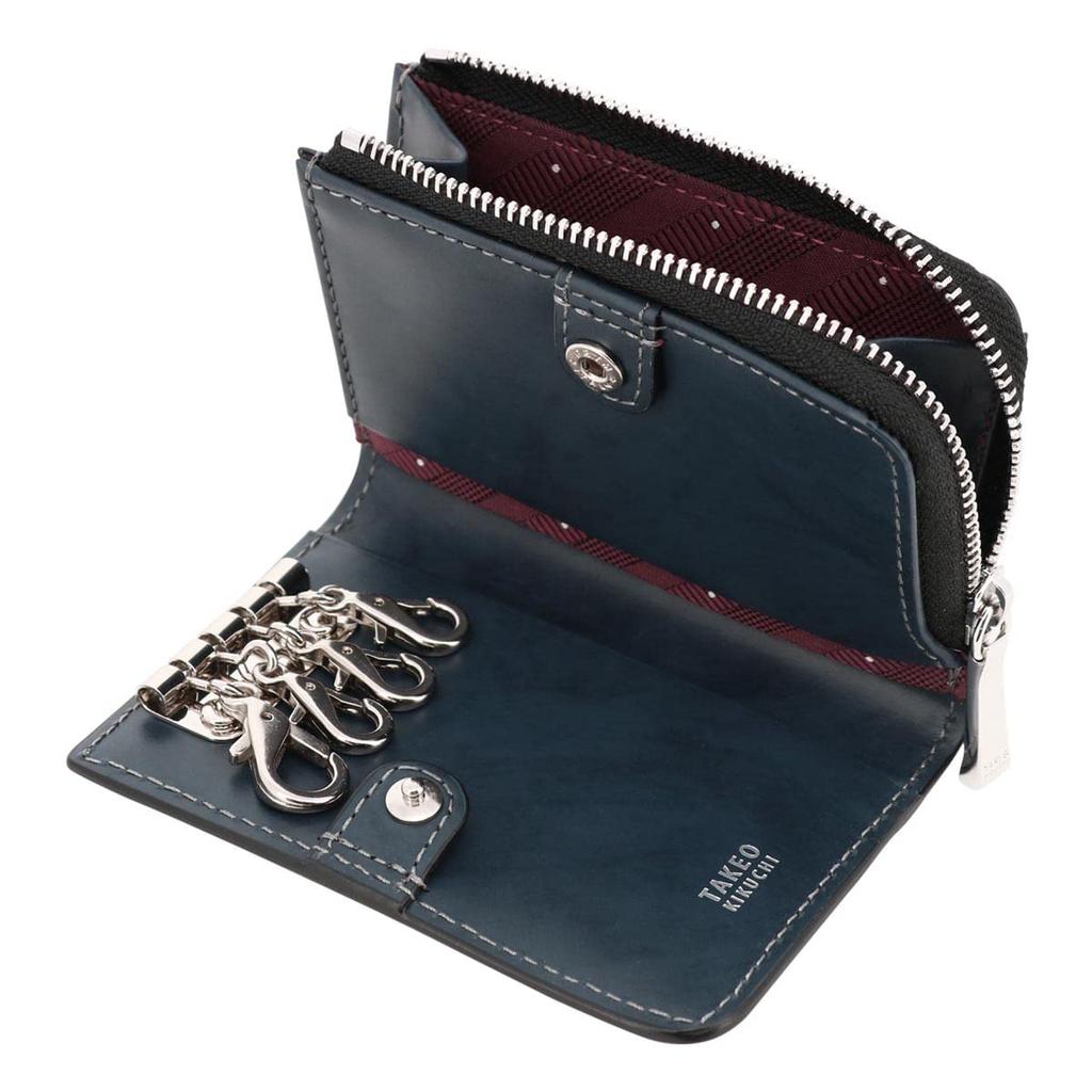 Ключница Натуральная кожа 728613 Макс Кошелек для монет Чехол для монет Чехол для проездного Проездной для пригородных поездок Воловья кожа Темно-синий [Takeokikuchi] Мужская [07]