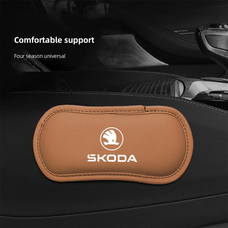 BTSN5 Car Interior Leg Knee Armrest Pad Leather Soft Cushion For Skoda Kylaq Elroq Kodiaq Octavia Enyaq Kamiq Scala Rapid Superb Karoq
