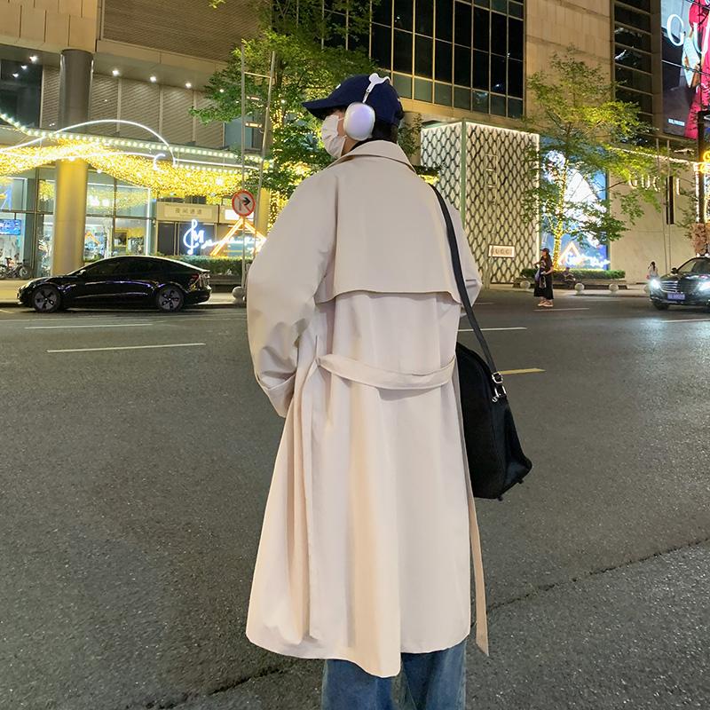 2024 корейский стиль весна-осень тренчкот мужской уличный ветровка тренчкот мужской однотонный деловой повседневный свободный длинный пальто