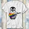 Baby Penguin Playing Guitar Gay Pride LGBT Rainbow T Shirt Meme Gift Funny Top Tee Style Unisex Gamer Movie Music 567