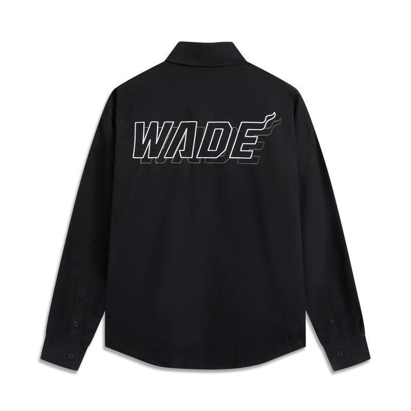 Li Ning Wade Series Спортивная повседневная простая однотонная рубашка поло с длинным рукавом Унисекс рубашки Черный AFDUC31-1