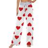 Women's Fashion Casual Comfortable Pajama Pants Love Printed Drawstring Wide Leg Pants Trousers
