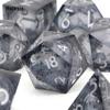 7 шт., черная смола, струящийся песок, белый номер, острые края, многогранные кости, подходящие для ролевой настольной игры
