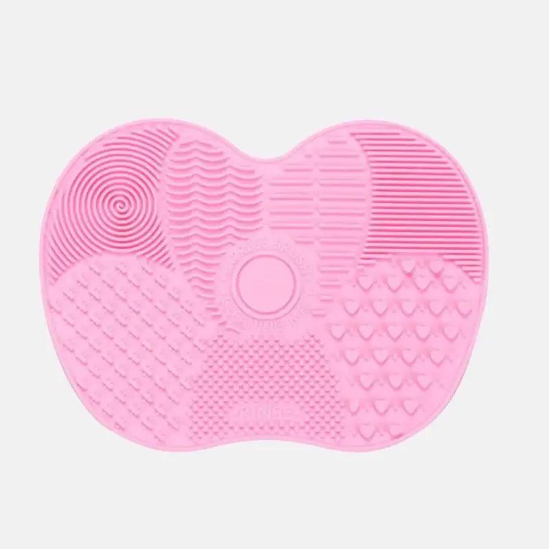 Multi Colored Silicone Makeup Brush Cleaning Pad Apple Shaped Suction Cup Beauty Brush Cleaning Pad Beauty Tool Cleaning Pads