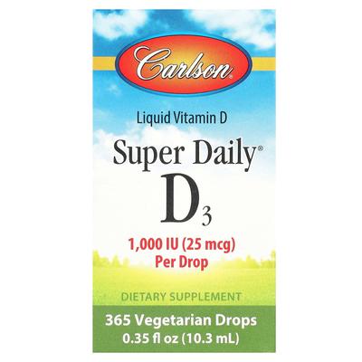 Карлсон, Супер Ежедневный® D3, 25 мкг(1000МЕ), 10.3мл(0,35 жидких унций)