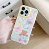 New Color Blocked Bear Bow Suitable for Apple 16 Mobile Phone Case Small Fresh 15PROMAX Protective Case Korean 14