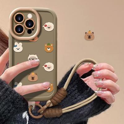 Подходит для чехла для мобильного телефона Apple 15 IPhone 13promax Шнурок с мишкой 14plus/12 Пухлый мягкий чехол Xr/xs