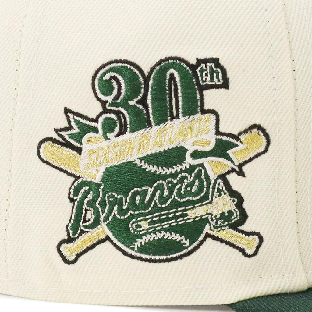 New Era 59FIFTY Cap MLB Atlanta Braves ATL Green White Side Patch ONSPOTZ Exclusive and Gokyu Fifty 5950 Side Patch Straight Flat Visor Fashion Trends