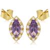 [Q2665] - Gold Plated 'Sissi' Purple Amethyst Gold Earrings - 11x7 Mm
