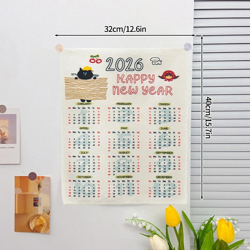 2026 New Year's Eve Wallpaper Calendar Girl's Bedroom Decoration Tapestry Askaton Calendar Wallpaper