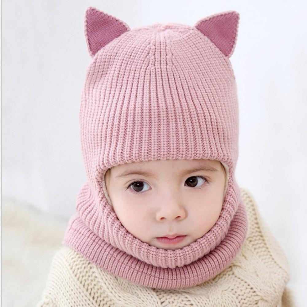 Thickened Knitted Baby Hats Keep Warm Warm Fleece Hats Cute Style Cute Cat Ears Hats  Cold Weather