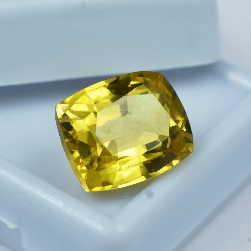 Yellow Sapphire Gem 11.10 Ct Cushion Cut Natural Loose Gemstone