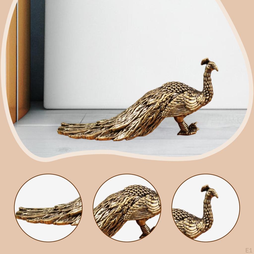 Brass Peacock Crafts Decor Art Ornament 5.7cm Copper Small Collectible Animal Sculpture for Home