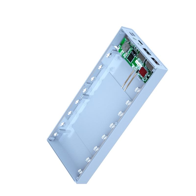 Черный корпус-органайзер для 18650 аккумуляторов для DIY Power Bank, 15 Вт беспроводная зарядка / 22,5 В быстрая зарядка, аккумуляторы в комплект не входят