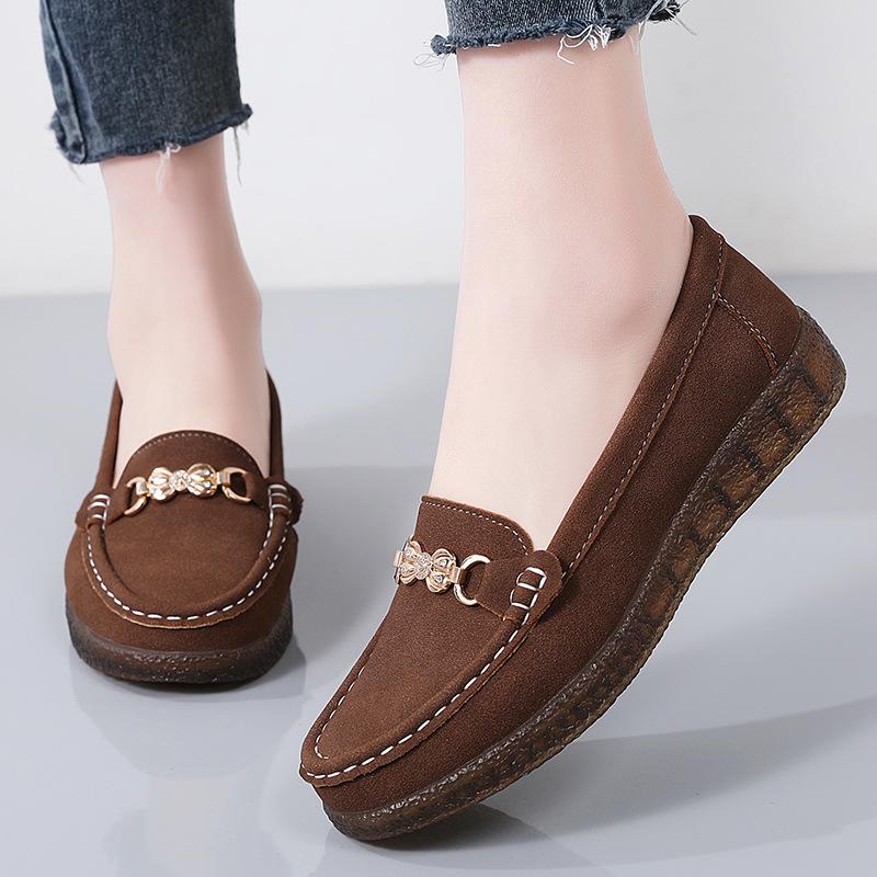 Женские замшевые пенни-лоферы для вождения, мокасины для ходьбы, повседневные туфли-лодочки, удобные туфли-лоферы без застежек для женщин, деловые, офисные, деловые, на плоской подошве