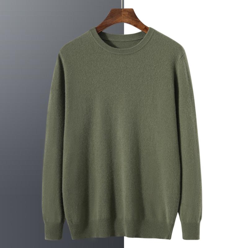 Men's Round Neck Sweater Qinghe Cashmere 100% Cashmere Men's Autumn and Winter Cashmere Soft and Warm