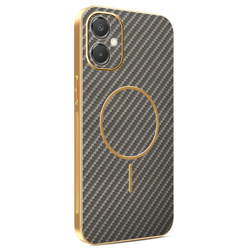 Phone Case For Samsung Galaxy A06 5G/F06 5G/M05 4G/M06 5G Carbon Fiber Textured Electroplated TPU Back Cover