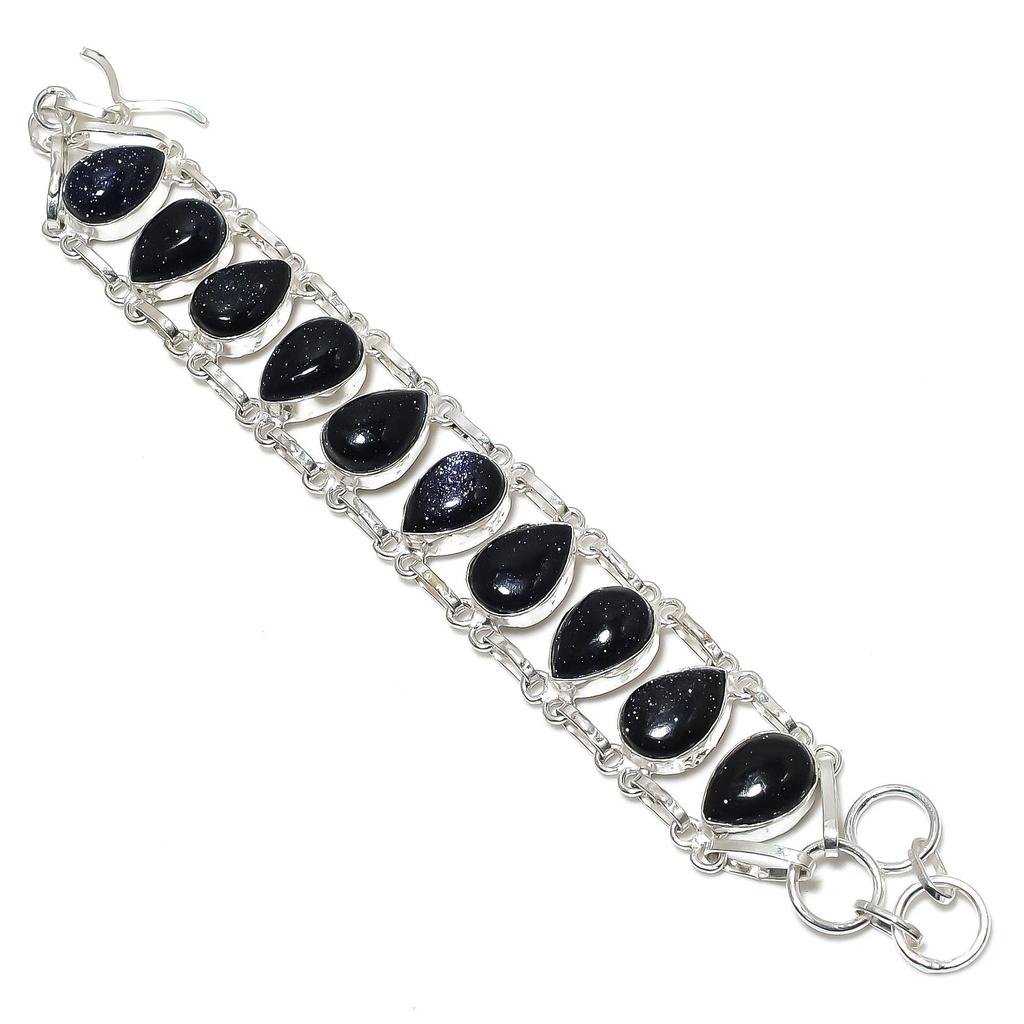 Natural Blue Sunstone Gemstone Handmade 925 Sterling Silver Bracelet, Blue Sunstone Bracelet For Wife , Unisex Bracelet, Thanksgiving Gift