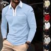 Новая мужская осенняя футболка-поло с длинными рукавами в европейском и американском стиле с лацканами, модная облегающая мужская футболка с цветными блоками