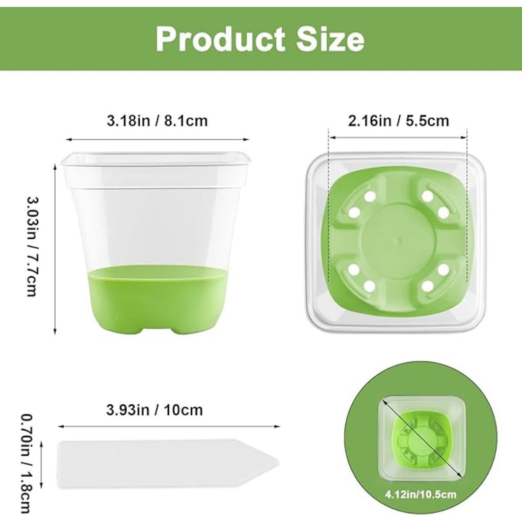 12 шт. Цветочные горшки Квадратные пластиковые питомниковые горшки, Прозрачный цветочный горшок с мягким силиконовым основанием с дренажными отверстиями, Многоразовые горшки для рассады, Стартовые горшки