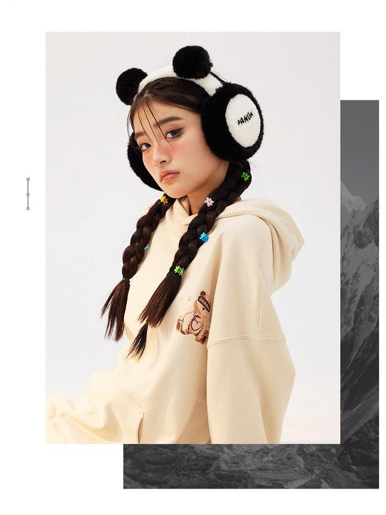 Милые плюшевые женские зимние наушники-панды - Мультяшные согревающие уши, Защищающие от холода, Уютные и стильные для сезона