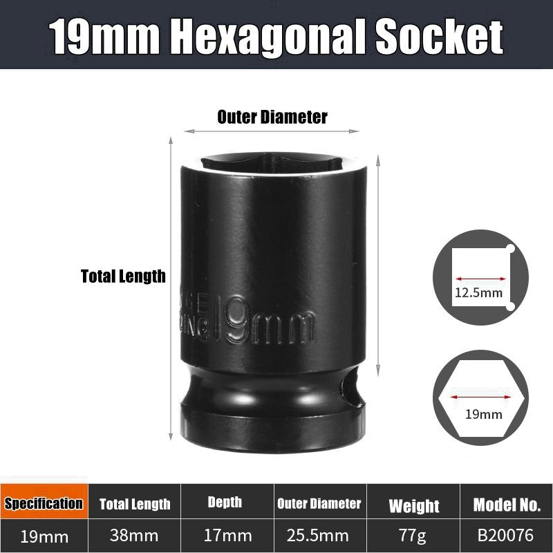 Набор глубоких ударных головок 1/2" Привод Метрический ключ Черная головка Глубокая ударная головка Пневматическая головка Инструменты для снятия шин