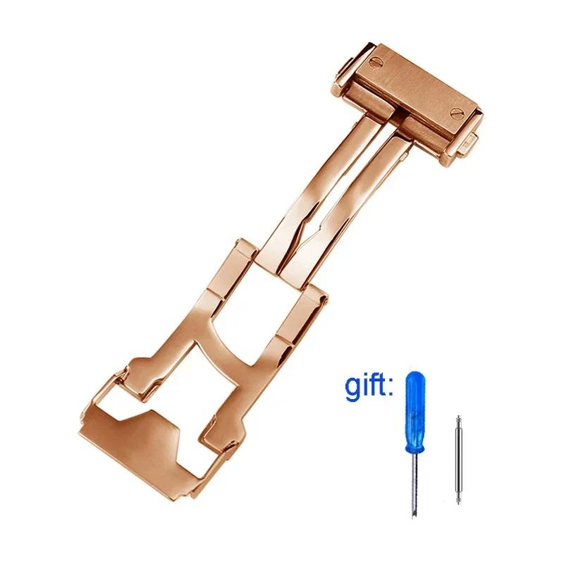 18 мм 22 мм Застежка из цельной нержавеющей стали С инструментами Серебристая Черная Подходит для часов Hublot Big Bang Мужские Силиконовый Кожаный Ремешок Пряжка