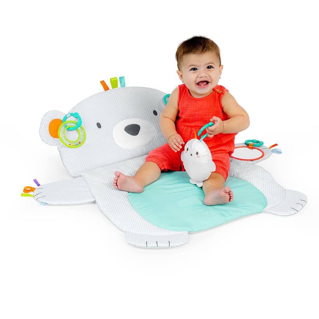 Bright Starts Tummy Time Prop Play Месяцы белого медведя и Лежание на животе Сидя Обучение кончиков пальцев Игра с руками 10841 и [0 вверх]