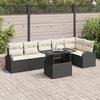 7-Piece Garden Sofa Set with Cushions Black Rattan 3357390