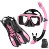 Diving Mask Fin Snorkel Set for Adult Panoramic View Snorkel Mask Adjustable Dive Flipper Dry Top Snorkel and Travel Bag