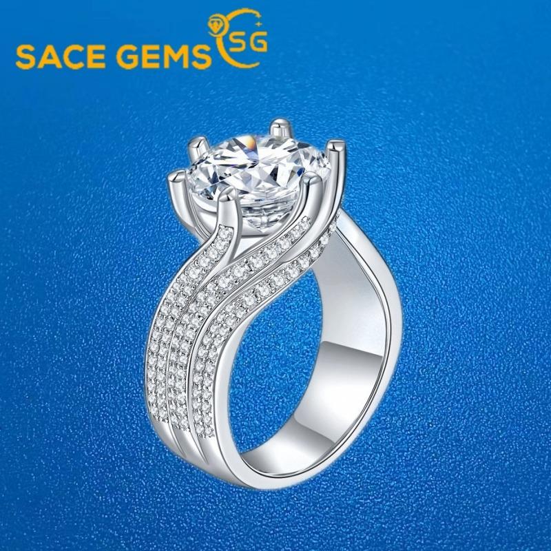 Sace Gems Сертифицированное GRA кольцо с муассанитом 5 карат VVS1 Lab Diamond Solitaire Кольцо для женщин Обручальное кольцо с обещанием ювелирных изделий