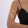 Gold Armlet Adjustable for Women Girls Upper Arm Cuff Minimalist Bangle Arm Bracelet Tassel Armband
