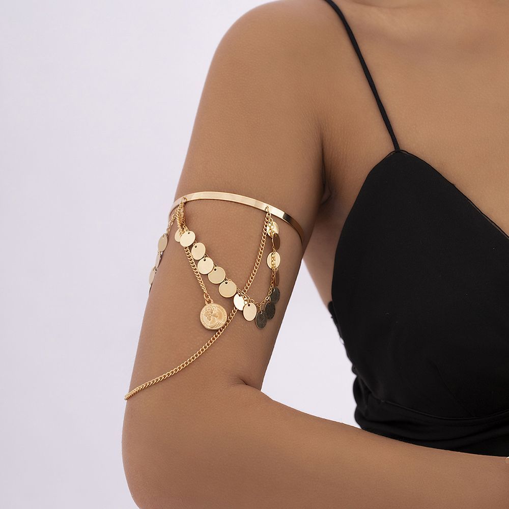 Women Girls Adjustable Fashion Jewelry Minimalist Bangle Arm Bracelet Tassel Armband Upper Arm Cuff