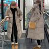 Женское пальто средней длины, зима 2023, новое свободное студенческое толстое пуховое пальто длиной выше колена с капюшоном, плотное пальто