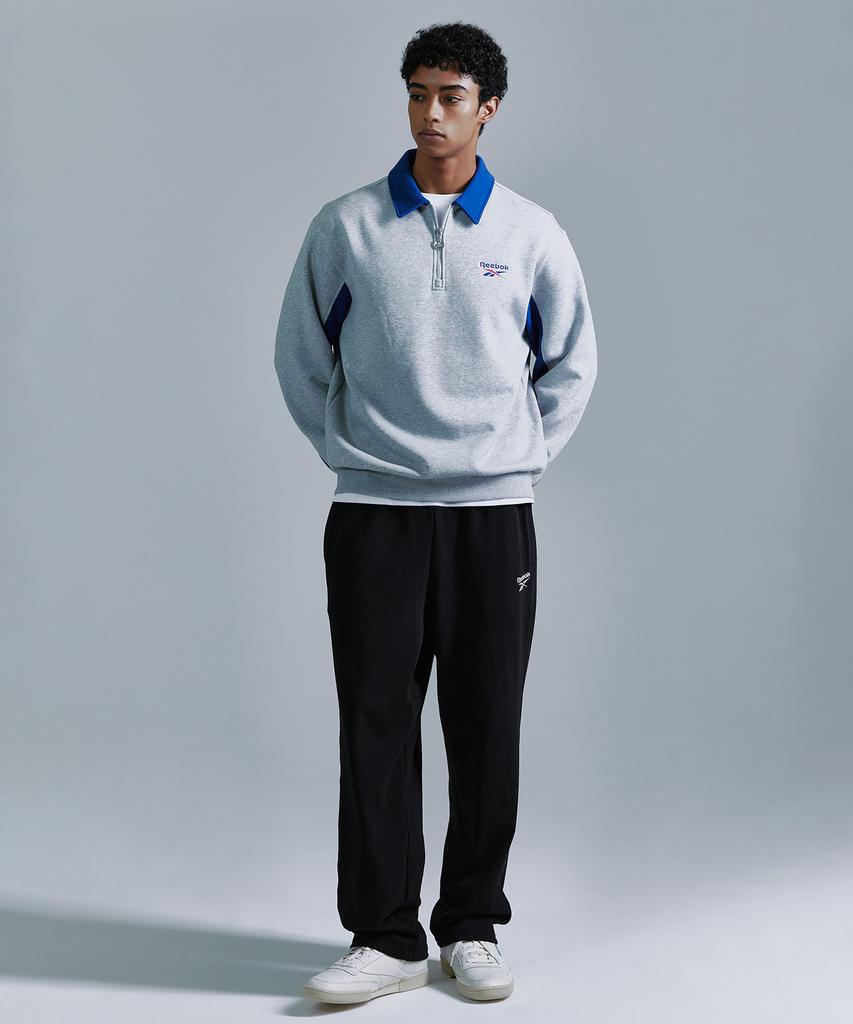 Reebok Флисовая полумолния с надписью - Серая