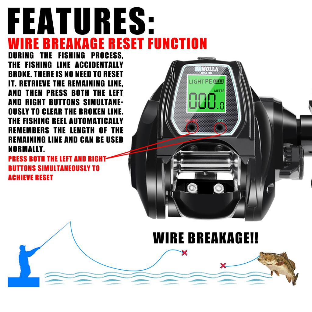 New Large Deep Sea Electronic Fishing Reel Baitcasting Saltwater Waterproof 6.4:1 16KG Drag Catfishing Trolling Metal Base