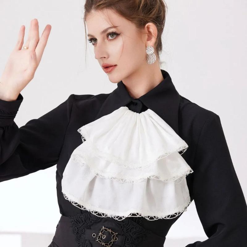 Vintage Flower Neckties Shirt Detachable False Collar Elegant Neck Ties Decorative Neckline Adjustable Fake Collar Female