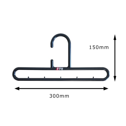 Shinko Hanger 20-Hold F-FIT Tie Hanger with 20 Hooks, Black, Made in Japan, Space-Saving Closet Storage and Organization, Large Capacity, Convenient I