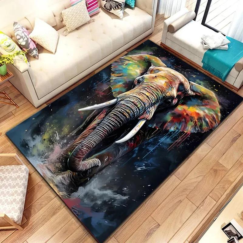 Fantasy Elephant Pattern Area Rug, Magic Wild Animal Anti-slip Carpet for Living Room Bedroom Home Decor Mat Room Decor Doormat