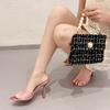 Women Slippers Fashion Embroidery Sandals Pointed Open Toe Slip On Sexy Nightclub Party Shoes