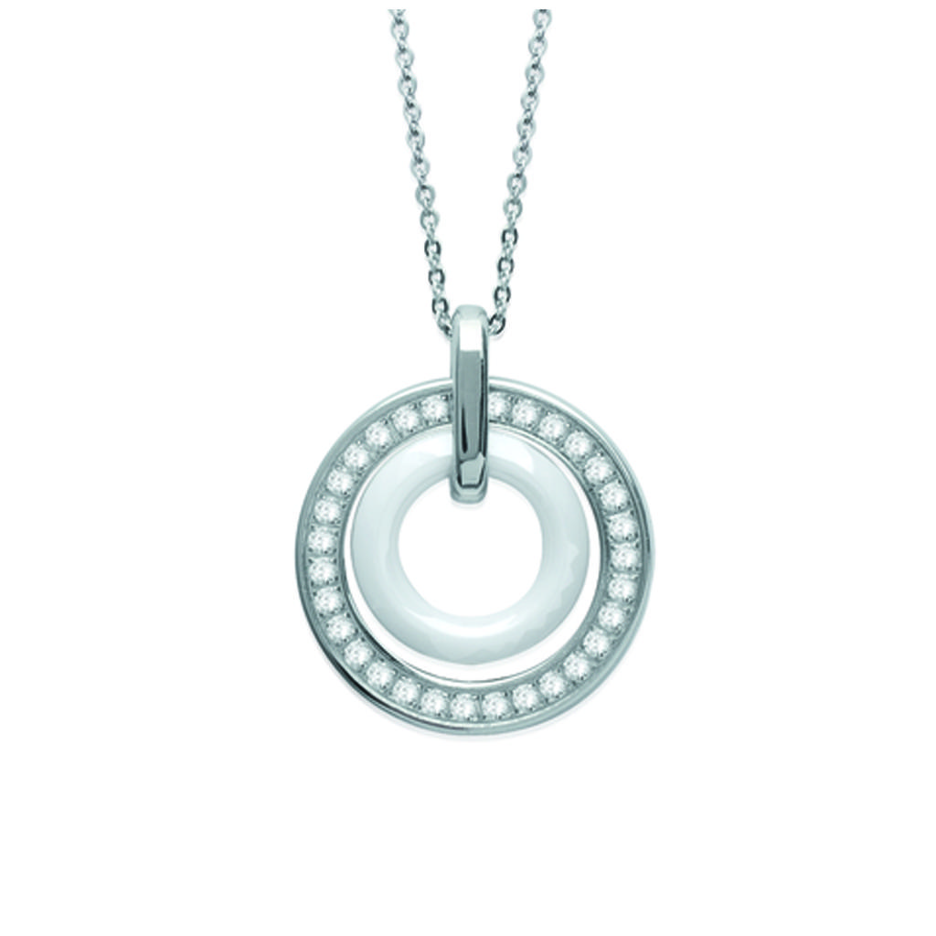 Les Trésors De Lily [K9349] - Silver-white 'Sissi' Steel Necklace (ceramic) - 28 Mm