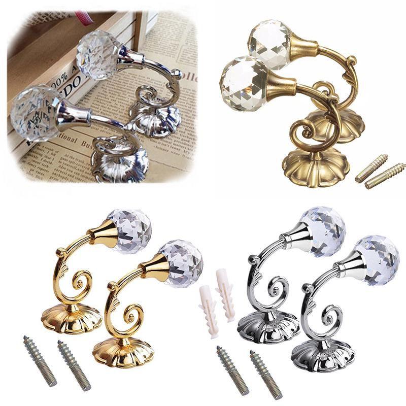 Large Metal Crystal Ball Curtain Hooks Tassel Wall Tie Back Holder Hanger