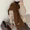 New Wool Blended Scarf for Women Autumn and Winter Warm Solid Color Versatile Korean Style Fashion High End Tassel Woven Scarf