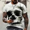 Summer Round Neck 3D Dark Terror Skull Print Top Fashionable Casual Short Sleeved Men's T-shirts